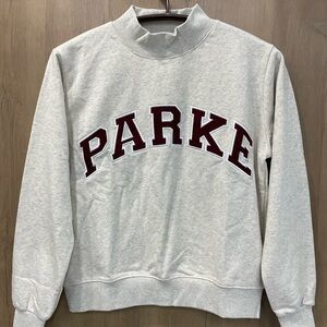 PARKE Light Gray Sweatshirt with Burgundy Lettering
